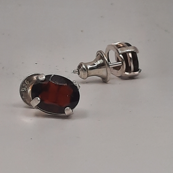 Sterling Silver Garnet Necklace and Earrings - Picture 2 of 3